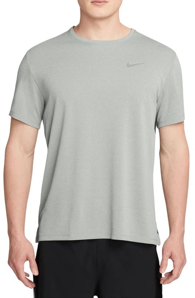 Shop Nike Dri-fit Uv Miler Short Sleeve Running Top In Grey Fog/ Particle Grey