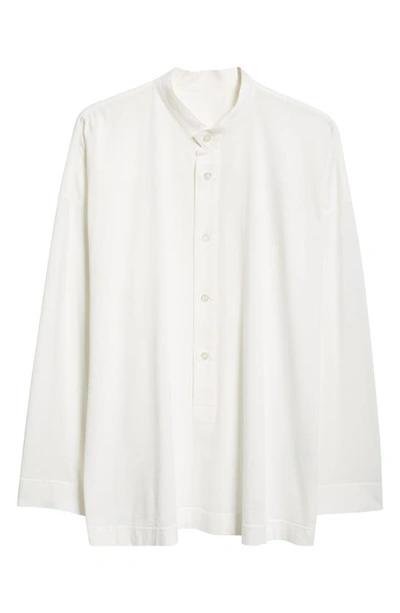 Shop Issey Miyake Long Sleeve Cotton Jersey Button-up Shirt In White
