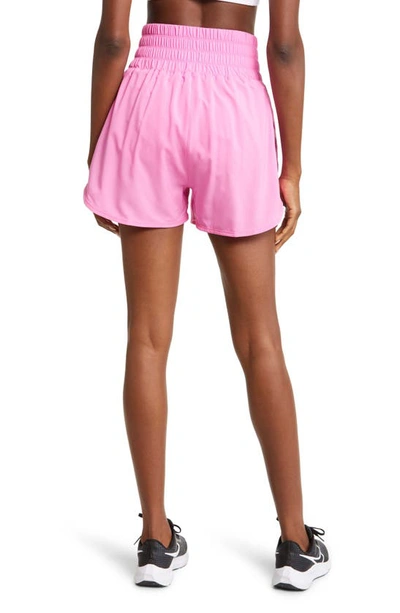 Shop Nike Dri-fit Ultrahigh Waist 3-inch Brief Lined Shorts In Playful Pink/reflective Silver