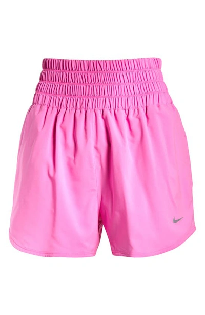 Shop Nike Dri-fit Ultrahigh Waist 3-inch Brief Lined Shorts In Playful Pink/reflective Silver
