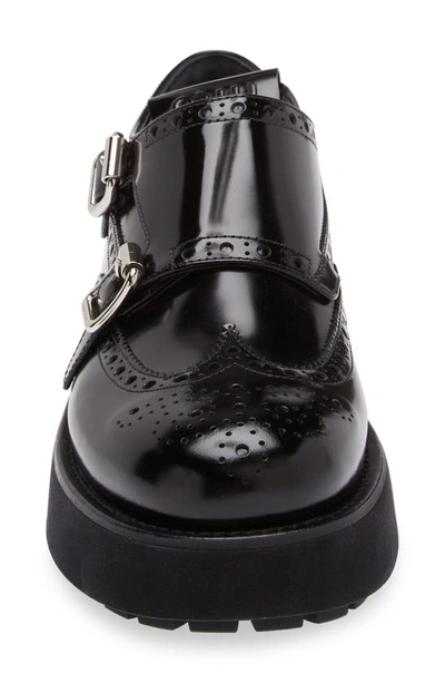 Shop Miu Miu Monk Strap Platform Shoe In Black