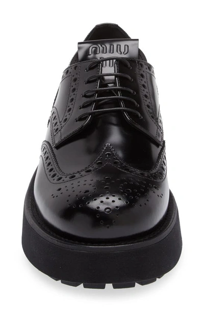 Shop Miu Miu Wingtip Platform Oxford In Black