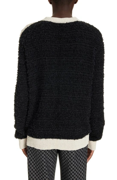 Shop Balmain Signature Tweed Knit Sweater In Eab Black/ White