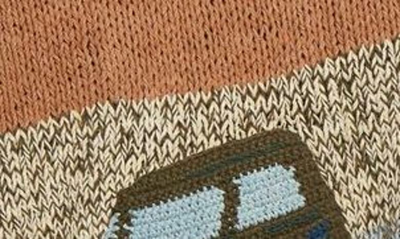 Shop Story Mfg. Twinsun Crochet Car Organic Cotton Cardigan In Clay Solar Future