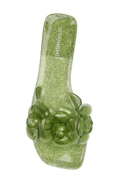 Shop Jeffrey Campbell Floralee Slide Sandal In Green Glitter
