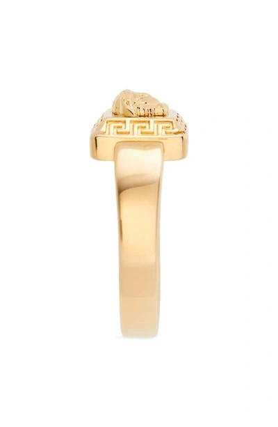 Shop Versace Medusa Square Signet Ring In  Gold