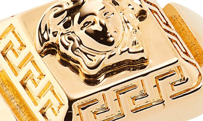 Shop Versace Medusa Square Signet Ring In  Gold