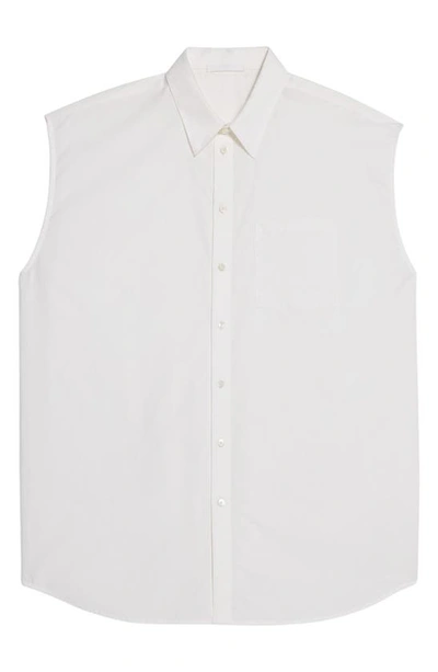 Shop Helmut Lang Gender Inclusive Sleeveless Cotton Button-up Shirt In White