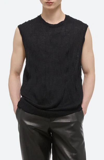 Shop Helmut Lang Gender Inclusive Crushed Knit Sleeveless Sweater In Black - 001