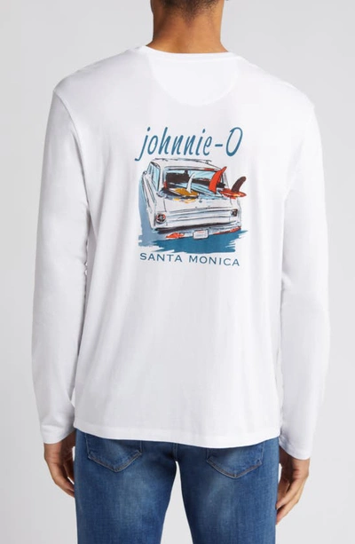 Shop Johnnie-o Surf Galaxy Long Sleeve Pocket T-shirt In White