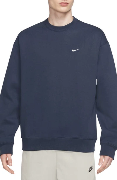 Shop Nike Solo Swoosh Oversize Crewneck Sweatshirt In Thunder Blue/ White