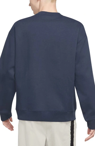 Shop Nike Solo Swoosh Oversize Crewneck Sweatshirt In Thunder Blue/ White