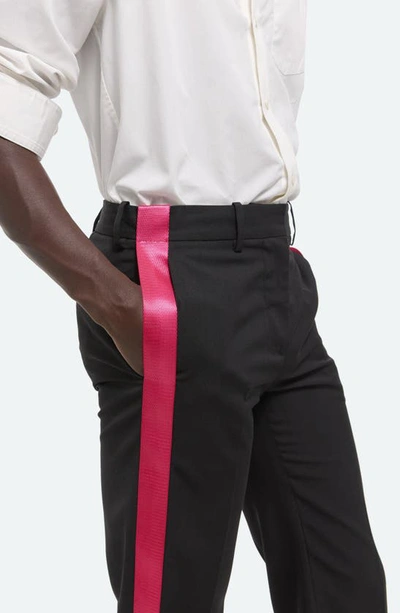 Shop Helmut Lang Seatbelt Virgin Wool Pants In Black/ Pink