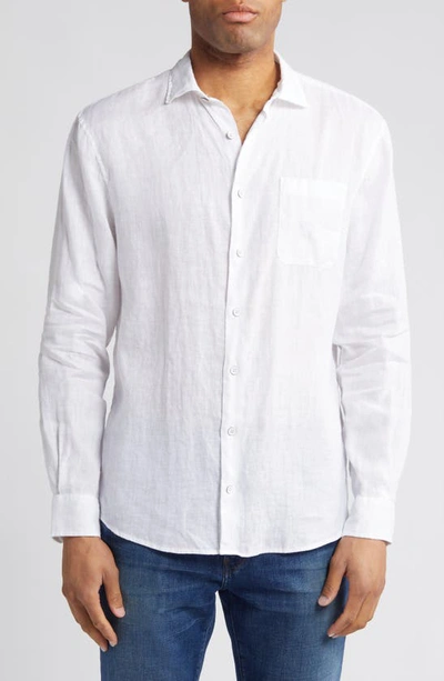 Shop Johnnie-o Emory Solid Linen Button-up Shirt In White
