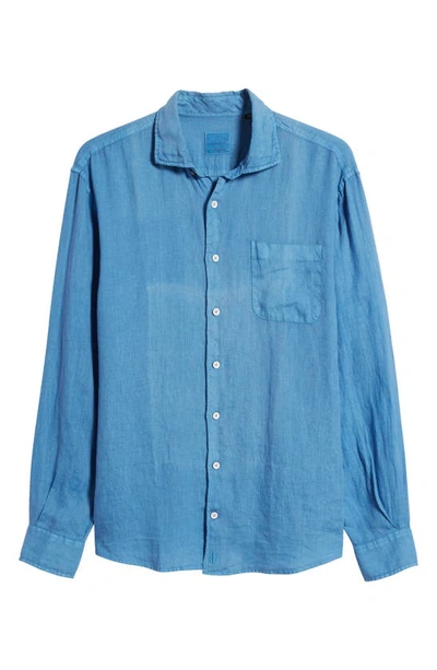 Shop Johnnie-o Emory Solid Linen Button-up Shirt In Tide