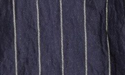 Shop Eenk Pinstripe Double Breasted Blazer In Navy Stripe