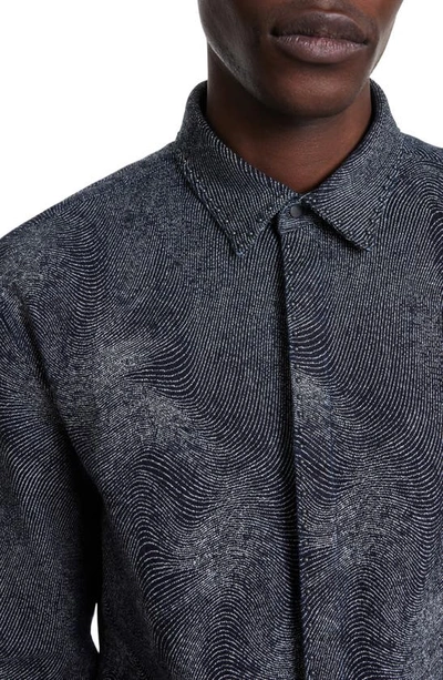 Shop John Varvatos Jase Print Shirt Jacket In Indigo