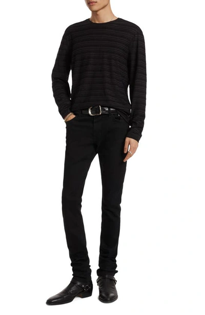 Shop John Varvatos Alain Rib Long Sleeve T-shirt In Black