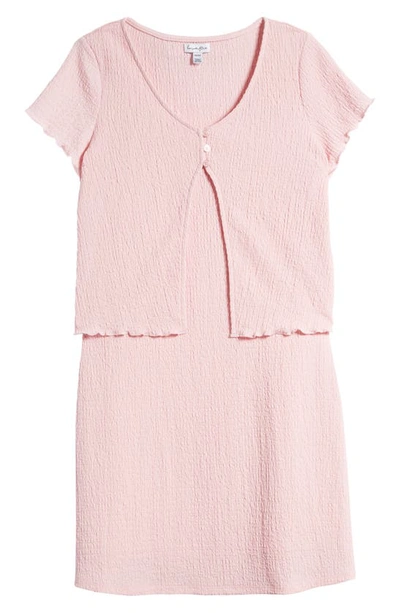 Shop Love, Fire Kids' Short Sleeve Cardigan & A-line Dress Set In Orchid Pink