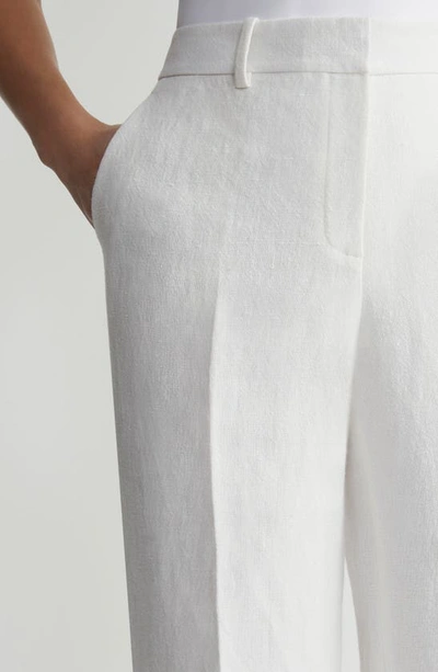 Shop Lafayette 148 Gates Full Length Straight Leg Linen Trousers In White