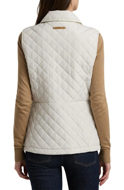 Shop Lauren Ralph Lauren Quilted Snap Front Vest In Cream