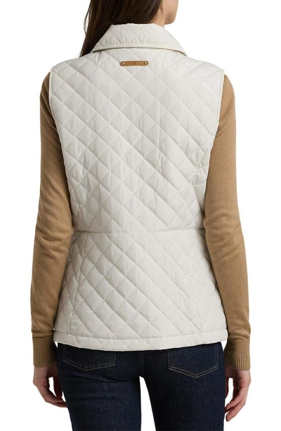Ralph Lauren Crest-patch Diamond-quilted Vest In Cream