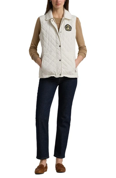 Shop Lauren Ralph Lauren Quilted Snap Front Vest In Cream