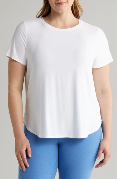 Shop Beyond Yoga On The Down Low Jersey T-shirt In Cloud White