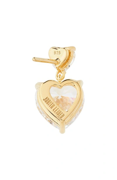 Shop Judith Leiber Crystal Heart Drop Earrings In Gold Clear
