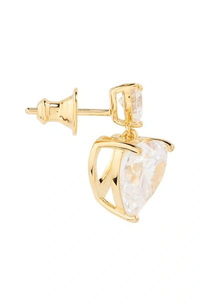Shop Judith Leiber Crystal Heart Drop Earrings In Gold Clear