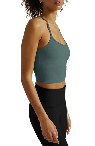 Shop Beyond Yoga Space Dye Slim Racerback Crop Tank In Storm Heather