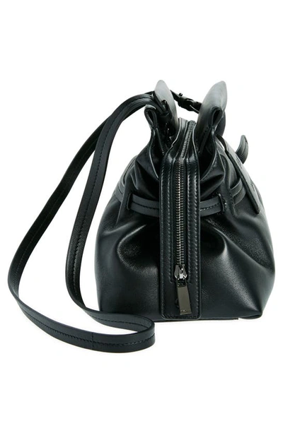 Shop Off-white Zip Tie Leather Crossbody Bag In Black