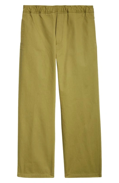 Shop Moncler Cotton Sateen Sport Pants In Olive Amber