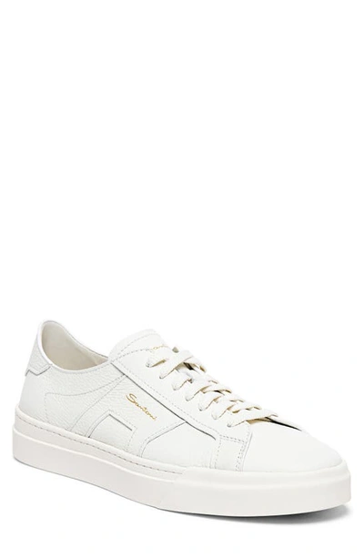 Santoni Leather Sneakers With Double Buckle-inspired Sides In White