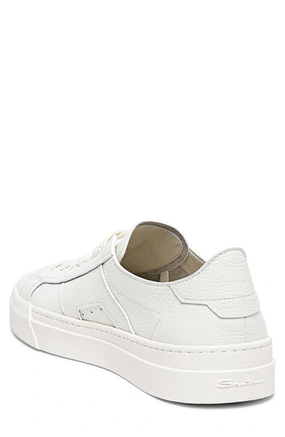 Santoni Leather Sneakers With Double Buckle-inspired Sides In White