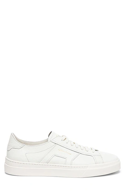 Santoni Leather Sneakers With Double Buckle-inspired Sides In White