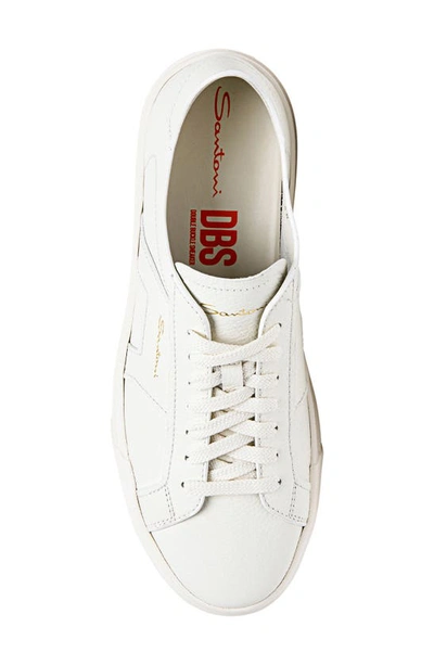 Santoni Leather Sneakers With Double Buckle-inspired Sides In White