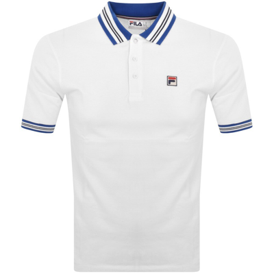 Shop Fila Vintage Faraz Tipped Rib Polo T Shirt White