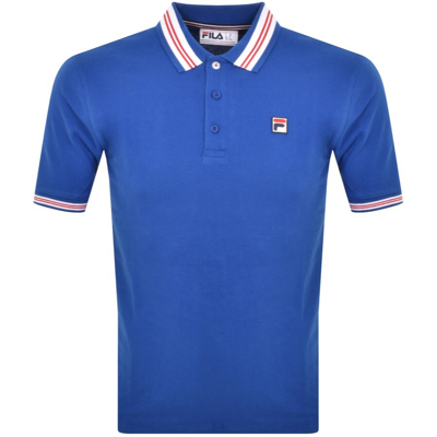 Shop Fila Vintage Faraz Tipped Rib Polo T Shirt Blue