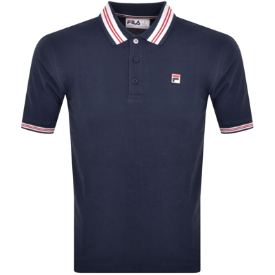 Shop Fila Vintage Faraz Tipped Rib Polo T Shirt Navy