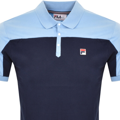 Shop Fila Vintage Panelled Polo T Shirt Blue