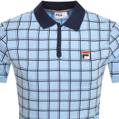 Shop Fila Vintage Bobby Check Polo T Shirt Blue