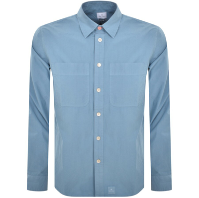 Shop Paul Smith Long Sleeve Casual Fit Shirt Blue
