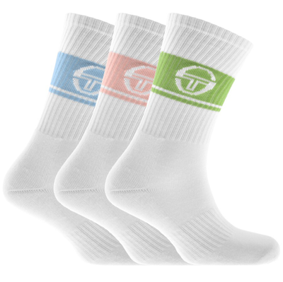 Shop Sergio Tacchini Three Pack Logo Socks White