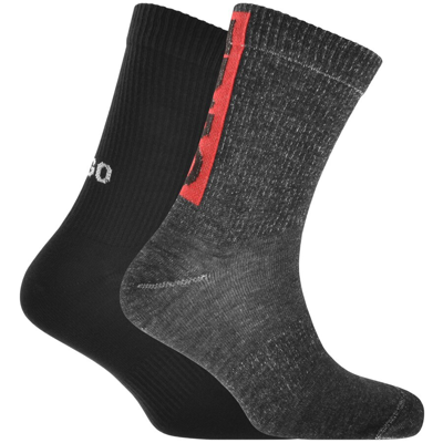 Shop Hugo 2 Pack Rib Faded Socks Black