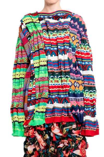 Shop Comme Des Garçons Graphic Detailed Long Sleeved Sweater In Multi