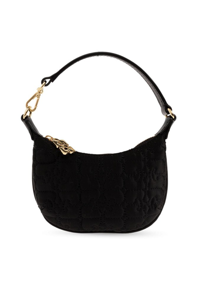 Shop Ganni Butterfly Mini Quilted Handbag In Black