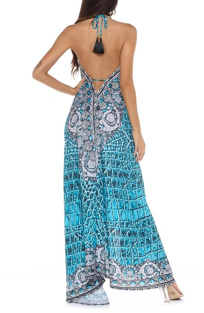 Ranee's Halter Neck Dress In Teal Blue
