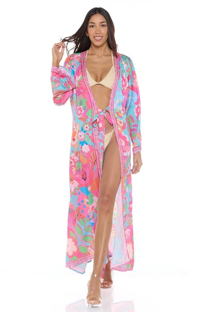 Ranee's Front Tie Cover-up Wrap In Pink