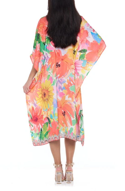 Ranee's Floral Print Woven Duster In Orange